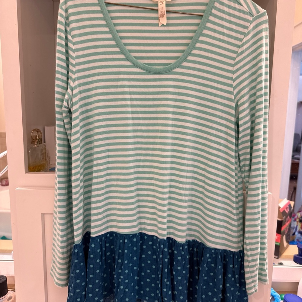 Matilda Jane Aqua and White Striped Top